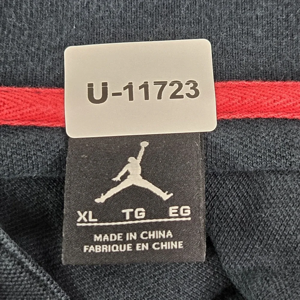 Jordan Men Polo XL Black Embroidered Big Jumpman Logo‎ Button Short Sleeve Y2K